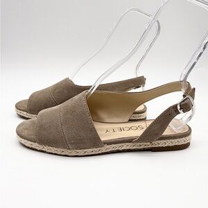 Sole Society Dolven Dune Suede Espadrilles Sandals Ankle Strap Tan Size 9.5